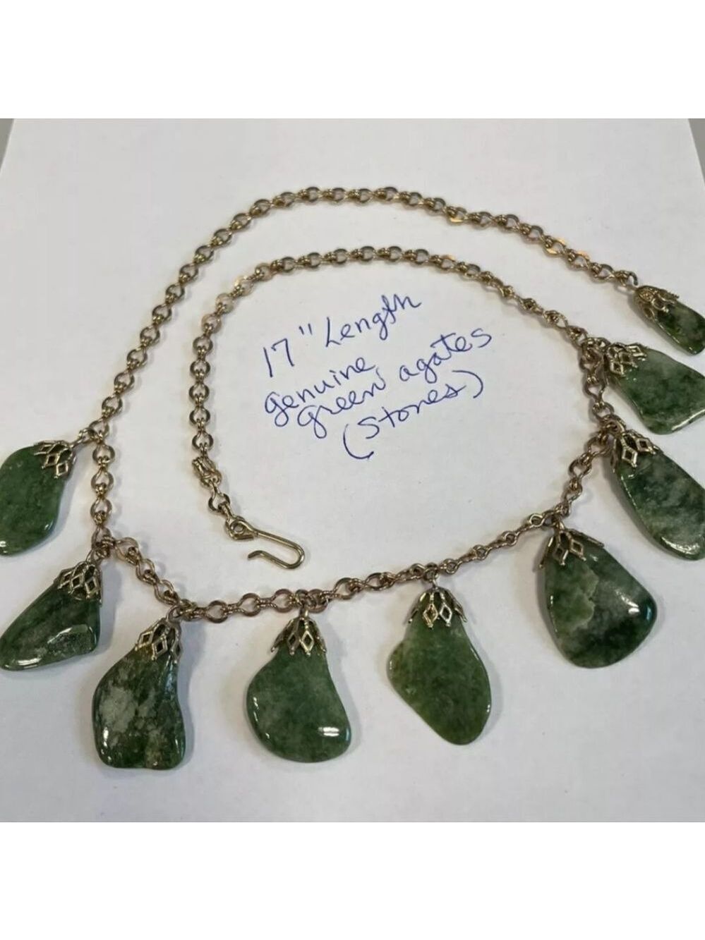 Genuine Green Agate Vintage Necklace With Lovely Stones